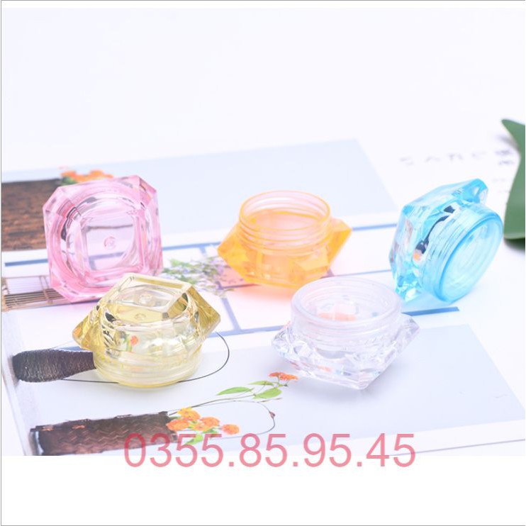 10 Hũ nhựa kim cương đáy vuông 3g, 5g_ Hủ pet chiết mỹ phẩm du lịch loại xịn