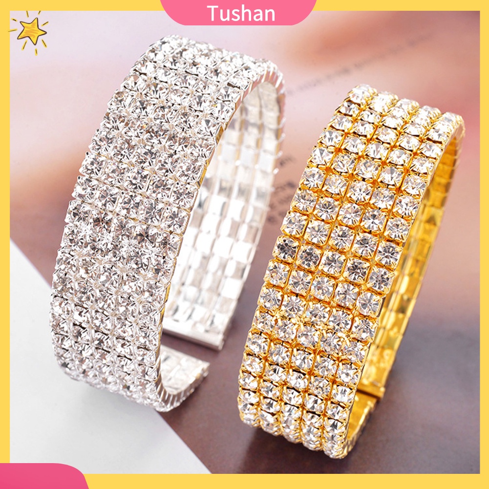 Vòng tay hở 5 hàng đính đá thời trang cho nữ