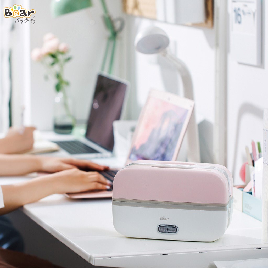 Hộp cơm điện cầm tay mini đa năng, Hộp Cơm Cắm Điện Văn Phòng Bear DFH-B10J2, Bản quốc tế Bảo hành 18 tháng