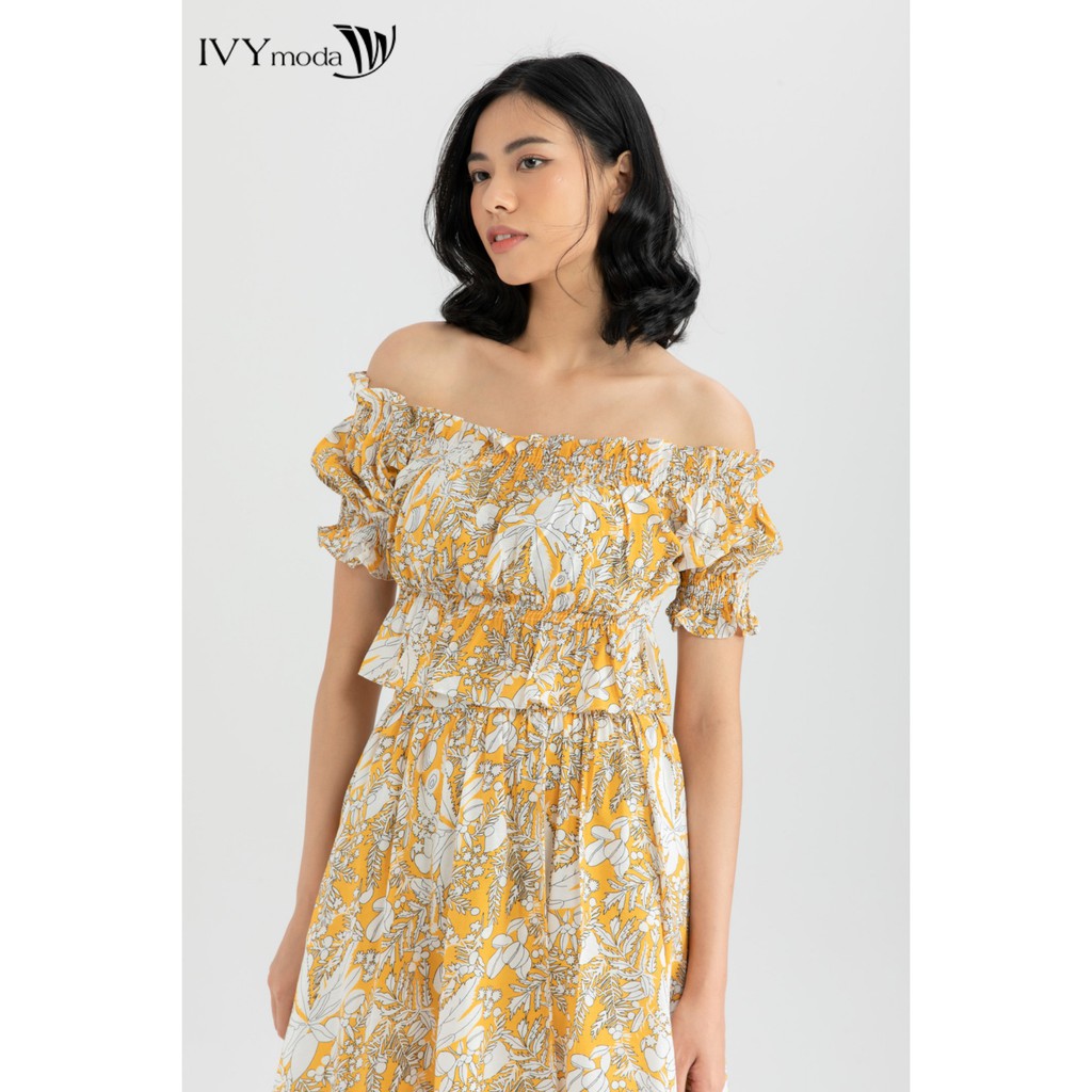 Áo croptop trễ vai nữ IVY moda MS 16M6438