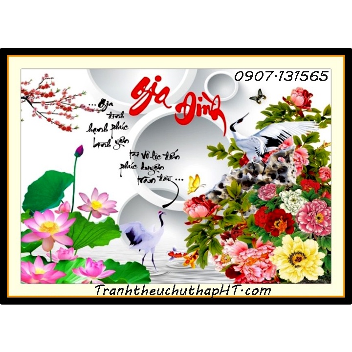 Tranh thêu chữ thập Gia đình LV3527: 75*55cm - Chưa thêu