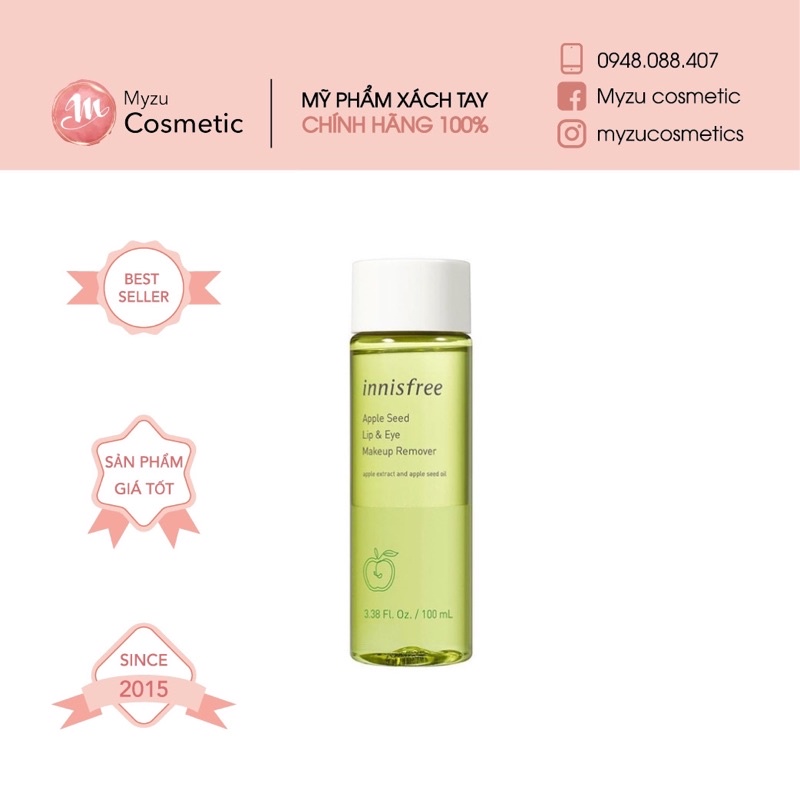 Tẩy trang mắt môi Innisfree Apple Seed Lip &amp; Eye Makeup Remover