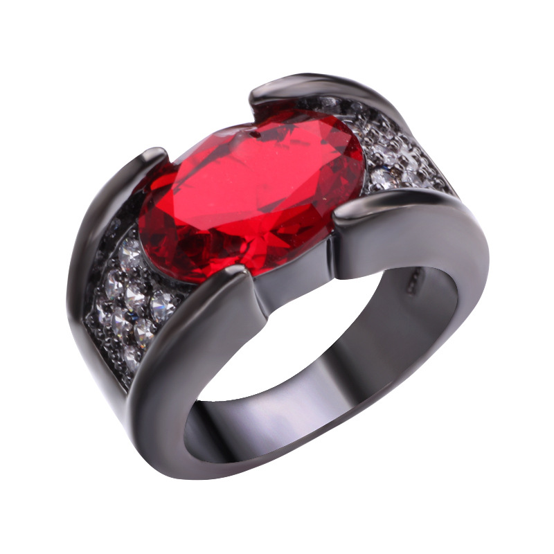 (Giảm Mạnh) Nhẫn Đính Đá Ruby Màu Đen Cho Nam Và Nữ