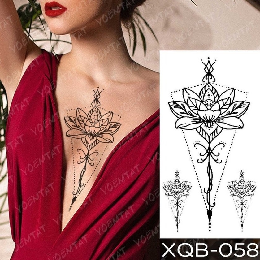 Hình Xăm Dán Tạm Thời Chống Nước Hình Hoa/Sư Tử/Cáo/Hoa Hồng/Mặt Trăng/Hoa Hồng Nghệ Thuật Thời Trang