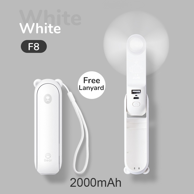 Quạt Mini Cầm Tay 4800mAh Sạc Cổng Usb Có Đèn Pin Tiện Dụng
