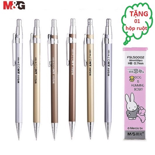 Bút chì kim inox M&amp;G - MP1001 ngòi 0.5mm / 0.7mm - 1 cây I Tặng 01 hộp ruột