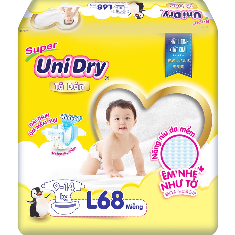 Tã Dán Unidry Super S48/ M42/ L38/ XL34/ M76/ L68/ XL62 mẫu mới