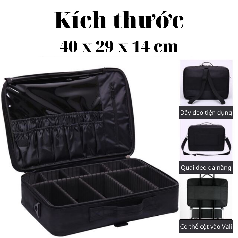 Cốp đựng đồ trang điểm chuyên nghiệp đựng mỹ phẩm makeup có dây đeo tiện dụng cao cấp loại 1