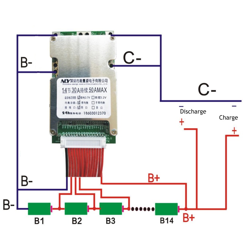 Bảng Mạch PCB BMS- PCB 14S 48V Bảo Vệ Cân Bằng Tiện Dụng