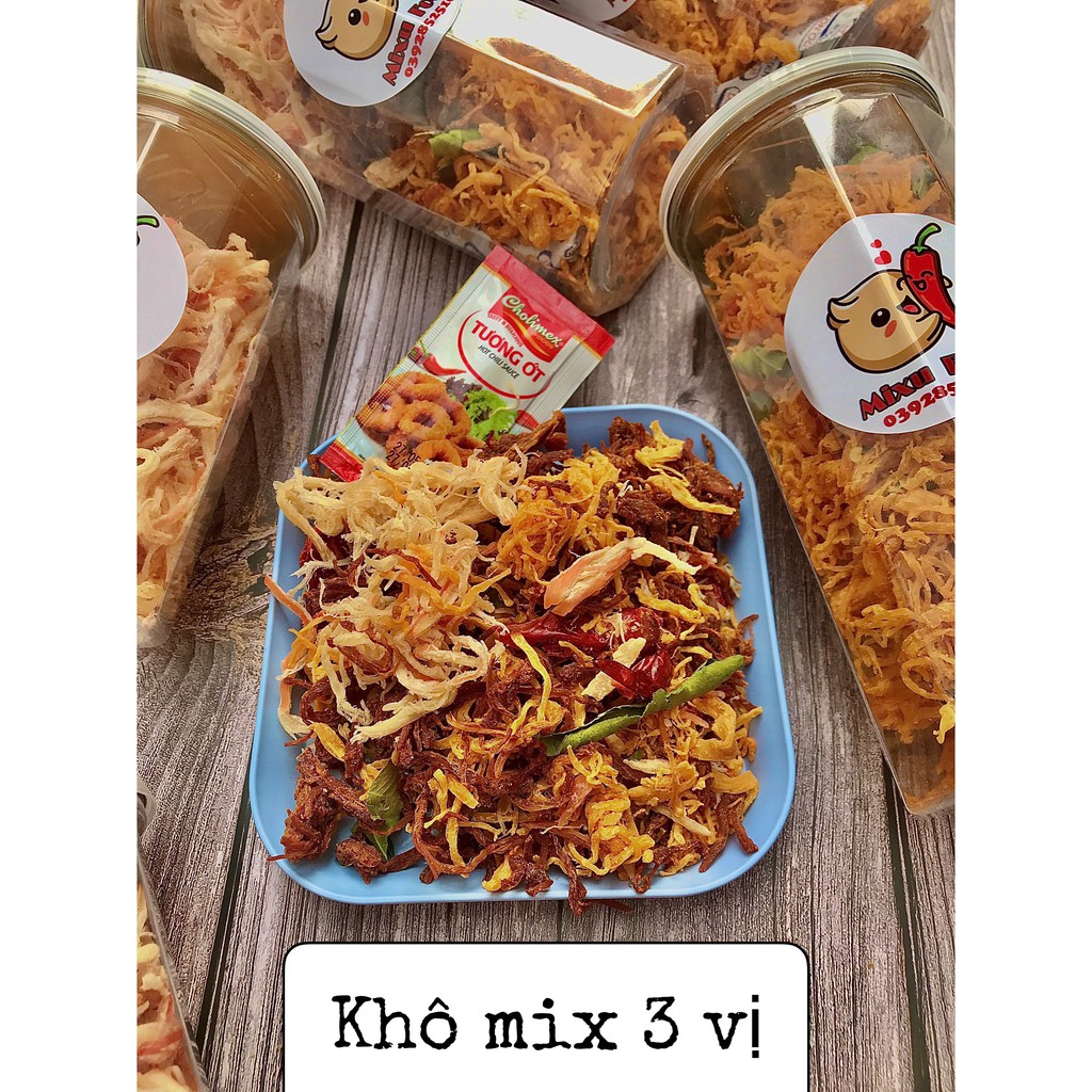 Khô mix 3 vị: heo, gà, mực hũ 300g Ăn vặt MiXu Food- đồ khô (LOẠI 1 THƯỢNG HẠNG)- Hoàn đổi 100% nếu ko đúng mô tả | BigBuy360 - bigbuy360.vn