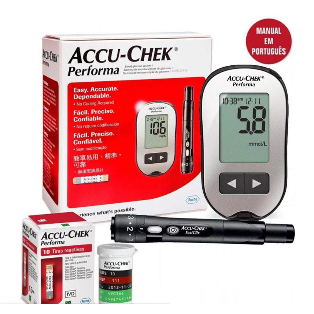 [TRỌN BỘ] Máy Đo Đường Huyết Accu-Chek Performa, Gồm Bút, kim và Tặng Hộp Que Thử 10 Que NK Chính hãng