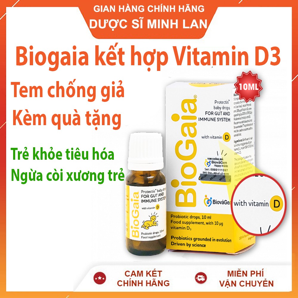 (Date mới - Kèm Quà) Men Vi Sinh Biogaia Kết Hợp Vitamin D3 - Con Tiêu Hóa Khỏe & Cao Lớn