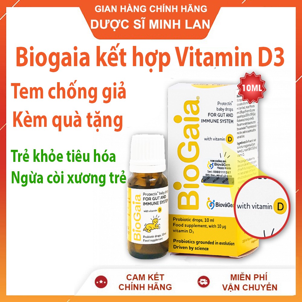 Men Vi Sinh Biogaia Kết Hợp Vitamin D3 - Con Tiêu Hóa Khỏe & Cao Lớn