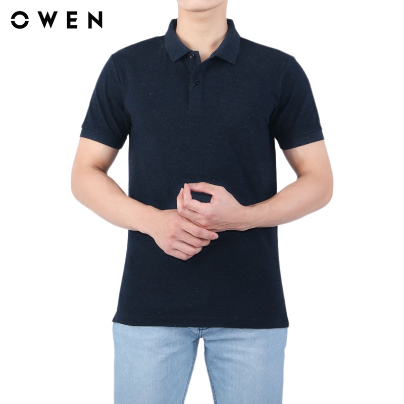 Áo polo ngắn tay Nam Owen Cotton Bodyfit màu Navy - APV23724