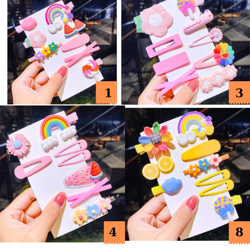 Kẹp tóc mái bé gái nhiều kiểu siêu dễ thương, combo gồm 8 chiếc nhiều kiểu, hàng chất lượng