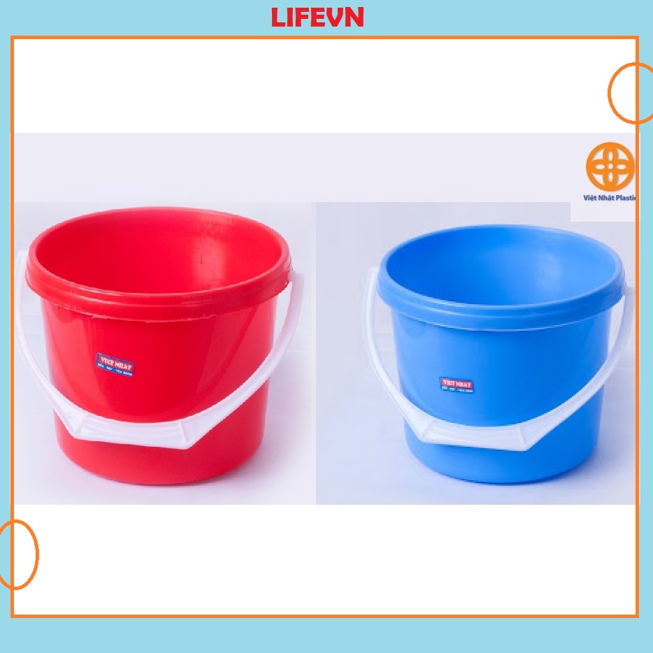 Xô Nhựa 5L Tròn Có Nắp và Quai Xách Nhựa Việt Nhật Đựng được thực phẩm, gạo, nước Xô By