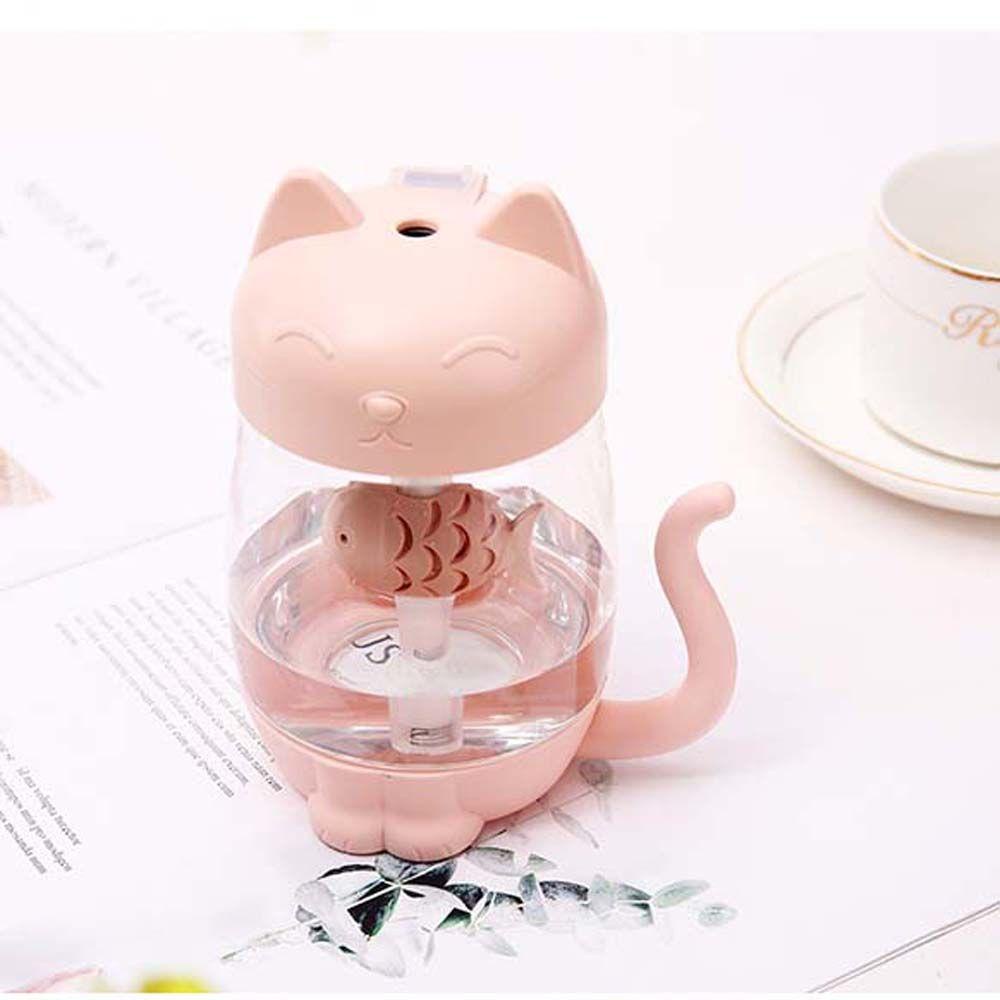 Máy Phun Sương Tạo Độ Ẩm Không Khí Mini Có Đèn LED Hình Mèo Hoạt Hình Cho Xe Hơi