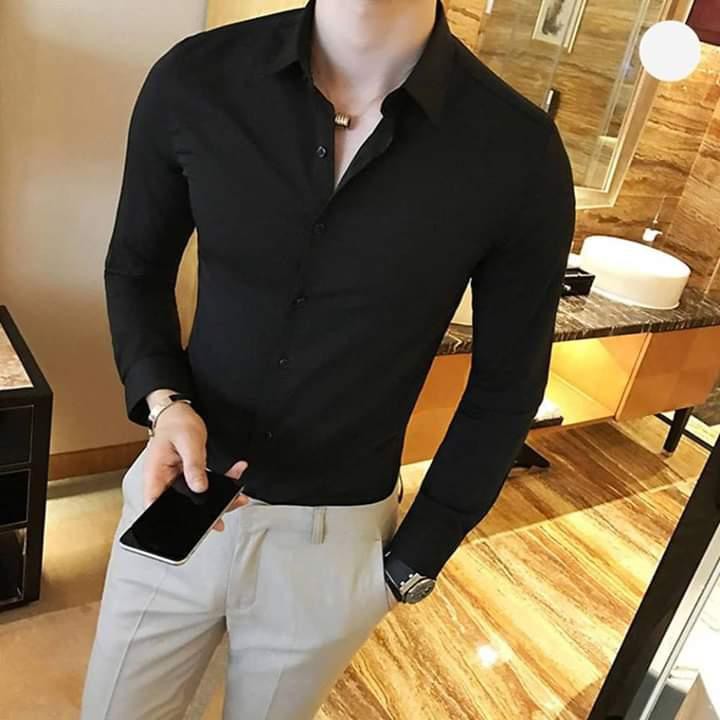 Áo sơ mi nam tay dài KXL chất vải Lụa Thái chống nhăn giữ form tốt, Sơ mi Nam trắng dài tay fom slimfit công sở Hàn Quốc