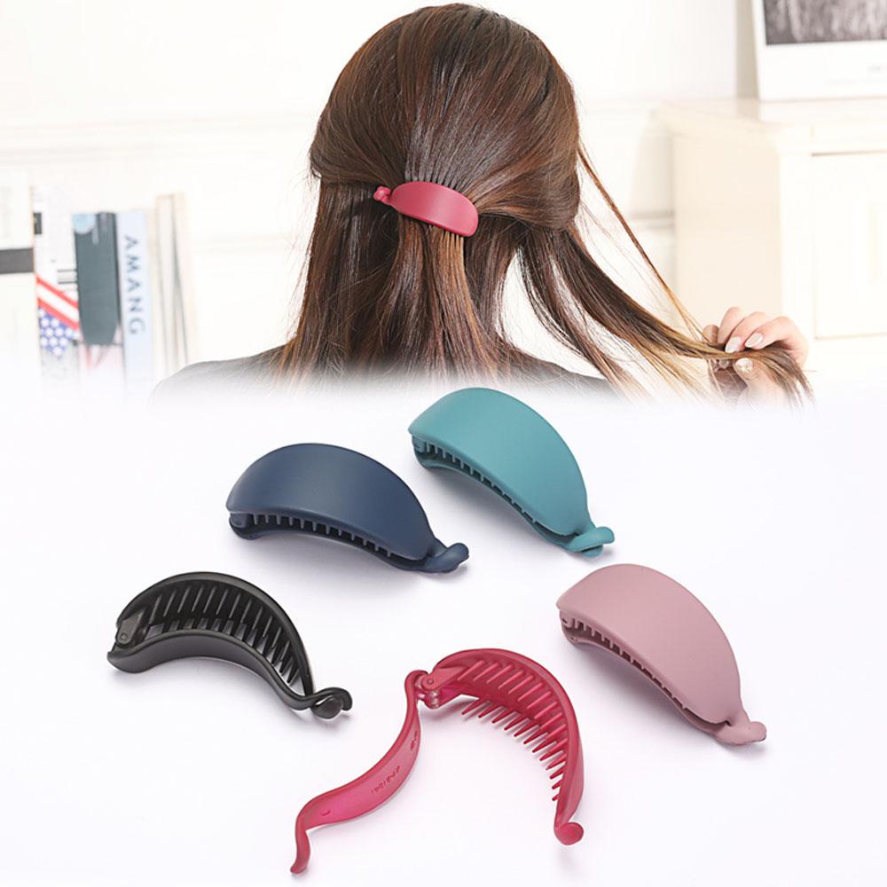 Kẹp Tóc Hình Quả Chuối Màu Trơn Thanh Lịch Cho Nữ WMES15H