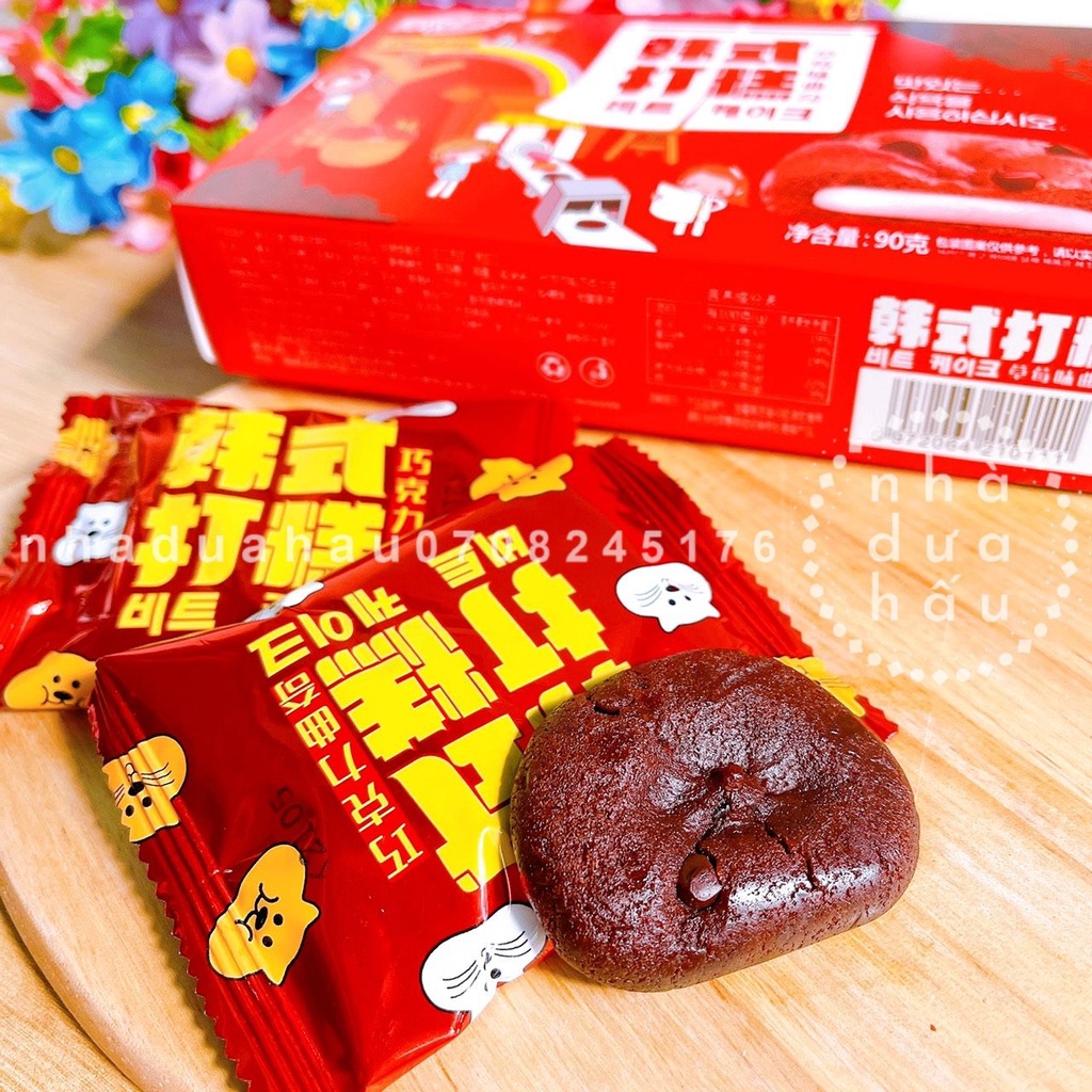 Lẻ một cái bánh qui phủ chocochip nhân mochi dẻo 3 vị hiệu Keraomai Hongkong hộp giấy cute