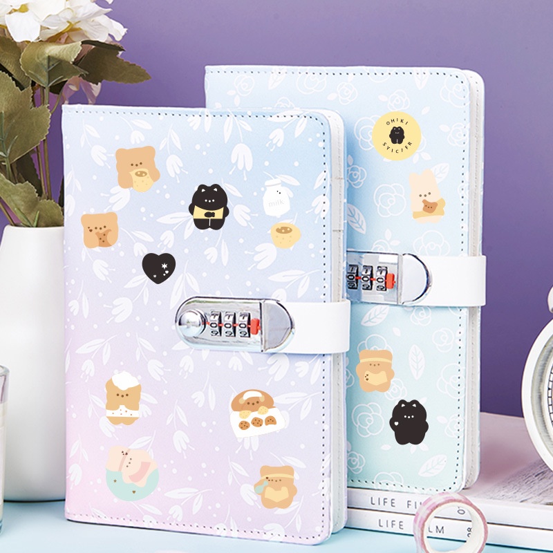 Peach 2Pcs Cartoon bear animal stickers Journal Scrapbook Decor Sticker