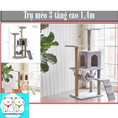 New- Trụ mèo leo trèo nhiều tầng Nhà cây cho mèo cao 1,4m cat tree dụng cụ cào móng