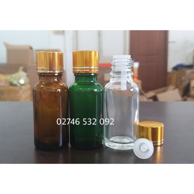 Chai Tinh Dầu 20ml Nắp Nhỏ Giọt Vàng Thân Nhiều Màu Siêu Xinh