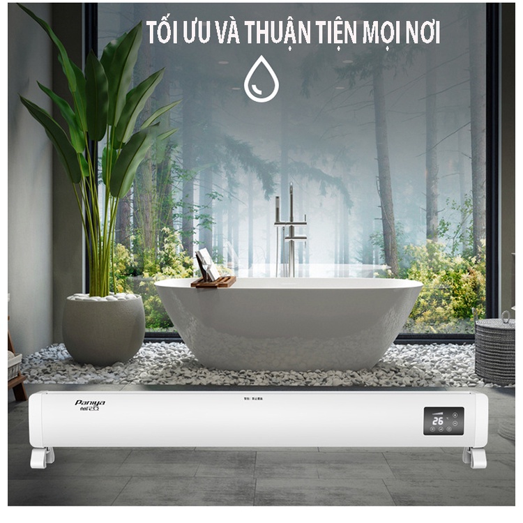 Quạt sưởi điện đối lưu có điều khiển từ xa làm ấm nhanh, dáng nằm - máy sưởi pania không khô da tiết kiệm điện