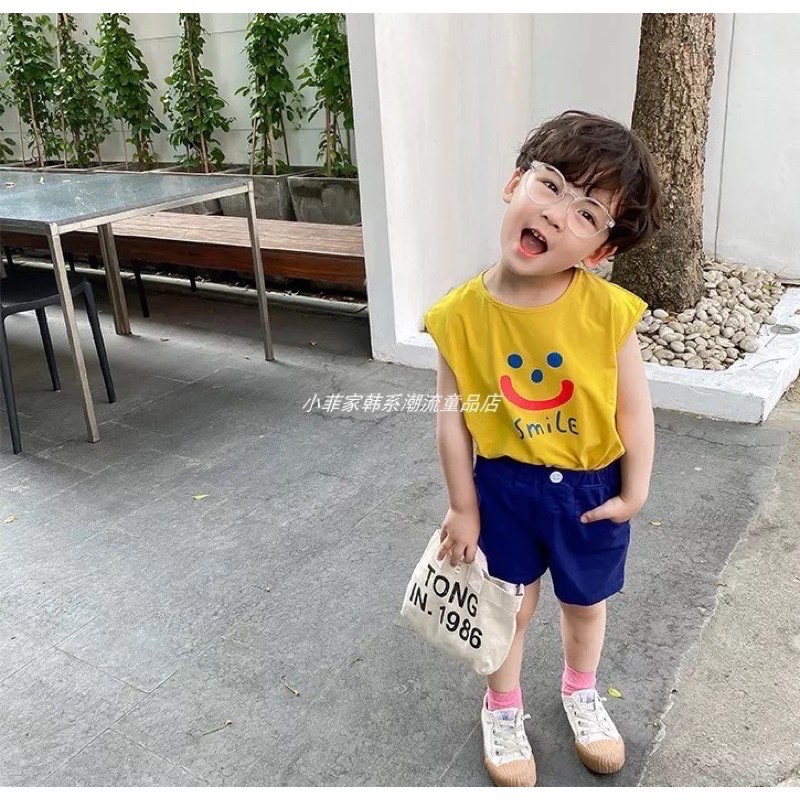 Áo Ba Lỗ Cho Bé Trai Và Bé Gái Mặt Cười Cotton Từ 5Kg Đến 28Kg NaNa Store