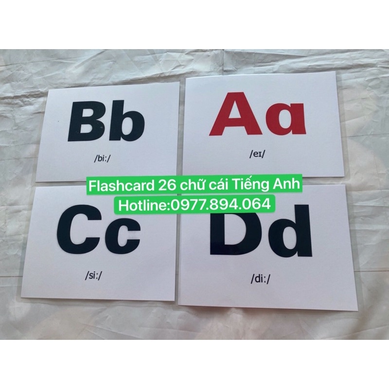 Fashcard 26 Chữ Cái Tiếng Anh kèm Phiên âm - Size A5 ép plastics bền đẹp