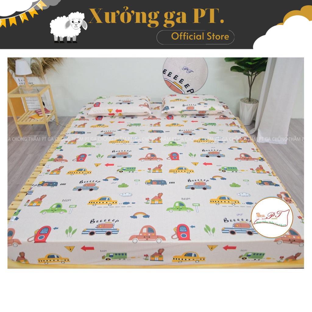 Ga chống thấm cotton cao cấp chính hãng PT, ga trải giường chống thấm không nóng, bí lưng không sột soạt (được chọn mẫu)
