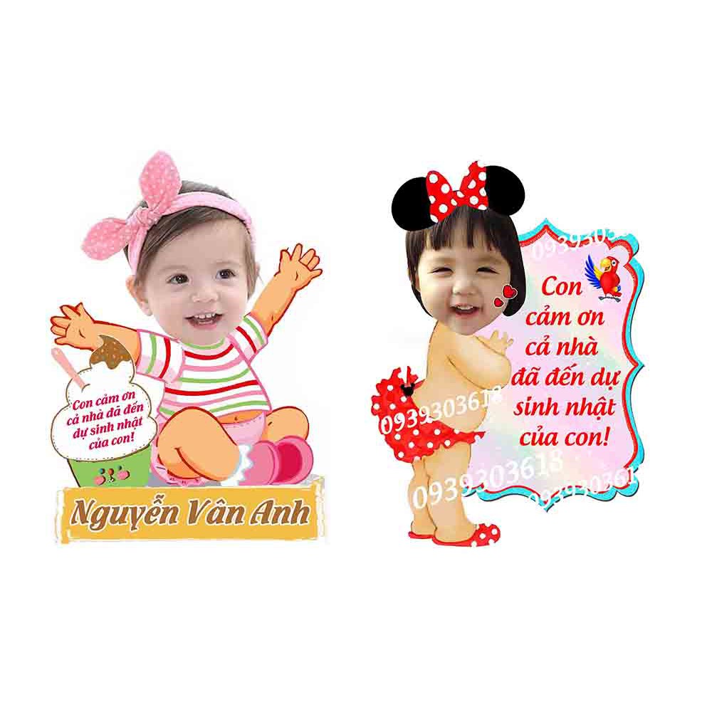 Nhận Đặt gấp_Hình Chibi CẢM ƠN để bàn trang trí sinh nhật cho bé