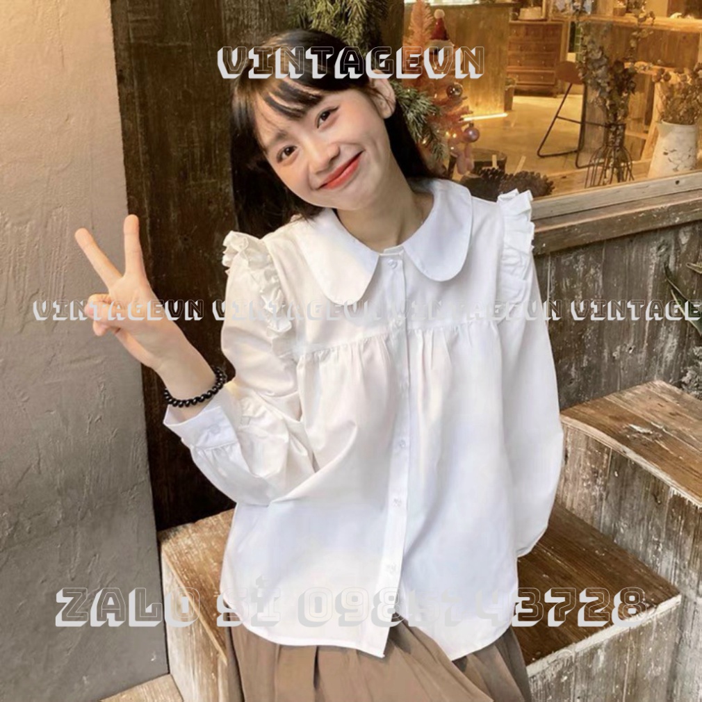 áo sơ mi cổ sen , áo babydoll tiểu thư NH000100 vintagevn | BigBuy360 - bigbuy360.vn