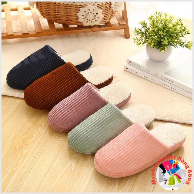 Dép bông nhung tăm êm chống trượt