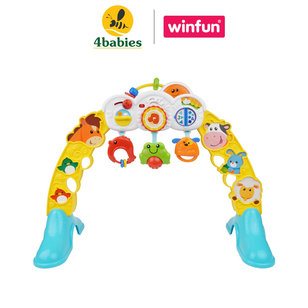 Đồ chơi Kệ Chữ A cho bé, treo thành cũi có nhạc 3 in 1 hình động vật Winfun 0853 - Đồ chơi sơ sinh tới 1 tuổi