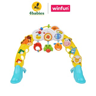 Đò chơi Kệ Chữ A cho bé, treo thành cũi có nhạc 3 in 1 hình động vật Winfun 0853 - Đồ chơi sơ sinh tới 1 tuổi