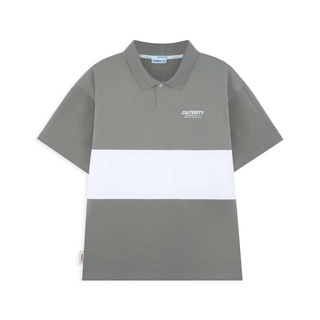 Áo polo nam nữ local brand unisex Outerity Cá Sấu Cross Cut / Xám&Trắng / ORT.B 706