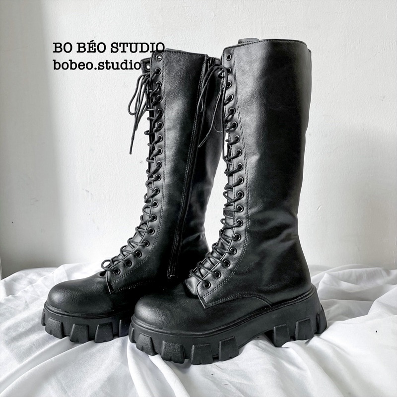 Bốt đùi ulzzang B10 đế răng cưa cao 5cm phong cách hầm hố