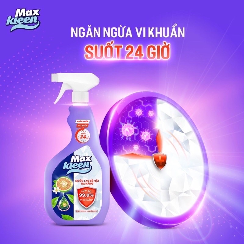 NƯỚC LAU BỀ MẶT ĐA NĂNG DẠNG XỊT MAXKLEEN CHAI 520ml