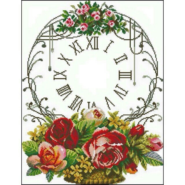 ĐH Thêu Chữ Thập Giỏ Hoa Hồng Cổ Điển < YA815 > 48x59cm, Chưa Thêu
