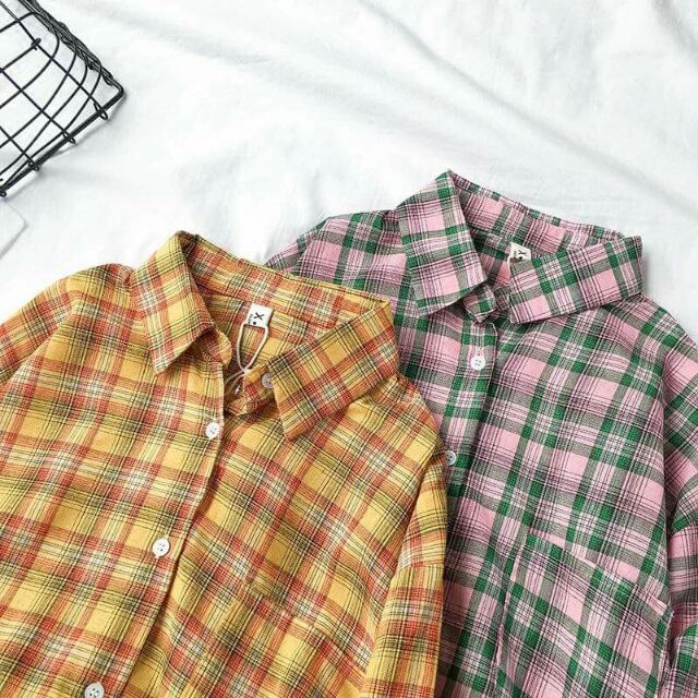 Sơ mi kẻ oversize siêu xinh