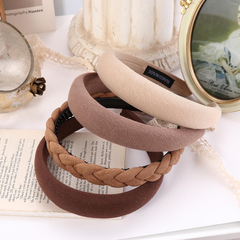 Cài Tóc Bản Rộng Họa Tiết Kẻ Sọc Thời Trang Thu Đông Cho Nữ