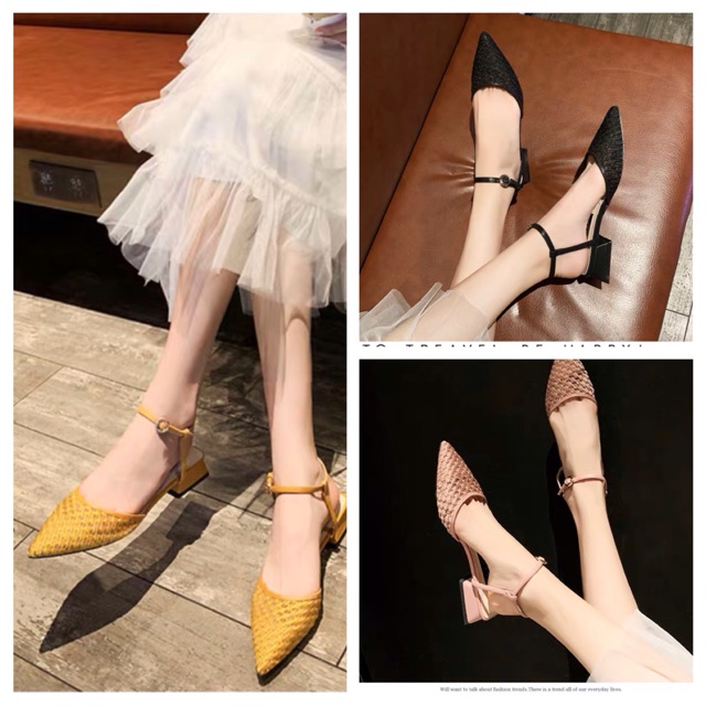 Oder sandal gót vuông đế thấp (kèm ảnh thật)