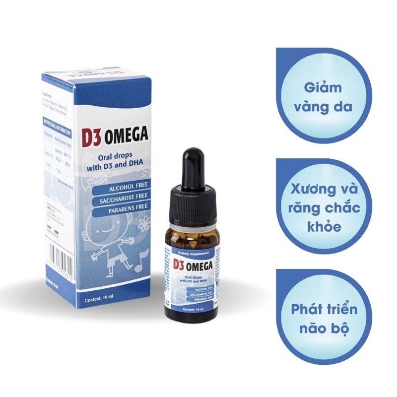 [Hàng chính hãng] Siro D3 Omega - Hỗ trợ phát triển trí tuệ, chiều cao cho trẻ chính hãng Italy chai 10ml