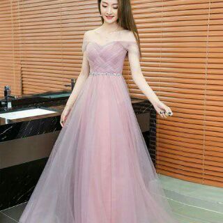 ĐẦM MAXI TRỄ VAI LƯỚI XẾP