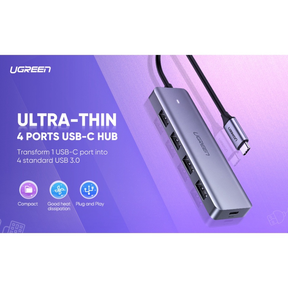 Bộ chia Hub USB Type C to 4 Port USB 3.0 Ugreen 70336 Chính Hãng CM164  Vỏ Nhôm