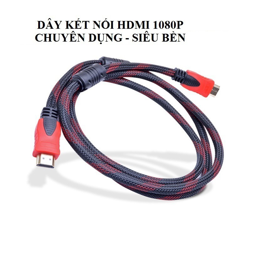 [Loại 1] Cáp HDMI 3M- 5M-10M Tròn Đỏ Đen bọc lưới chống nhiễu cao cấp