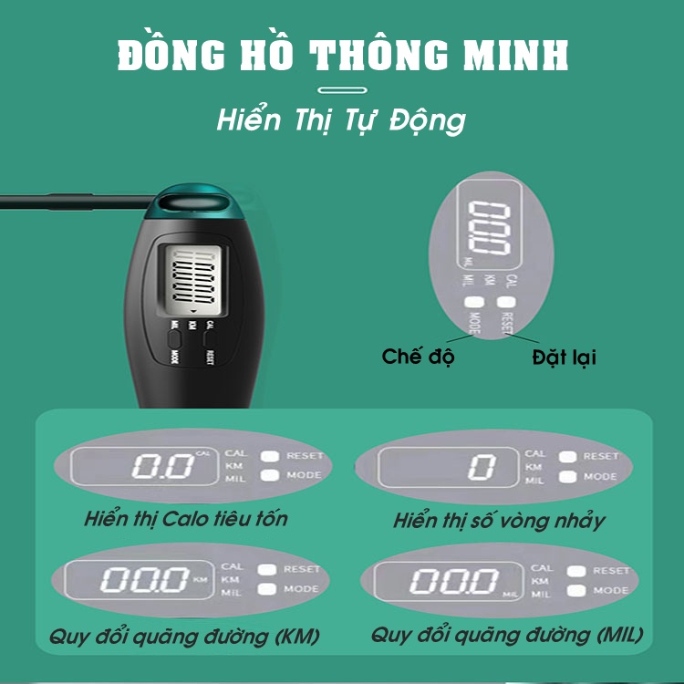 Dây Nhảy Thể Lực DN/02 Không Dây Cho Trẻ Em Người Lớn Tập Gym Dây Nhảy Giảm Cân Thể Dục Lõi Thép Có Đếm Số Vòng Điện Tử