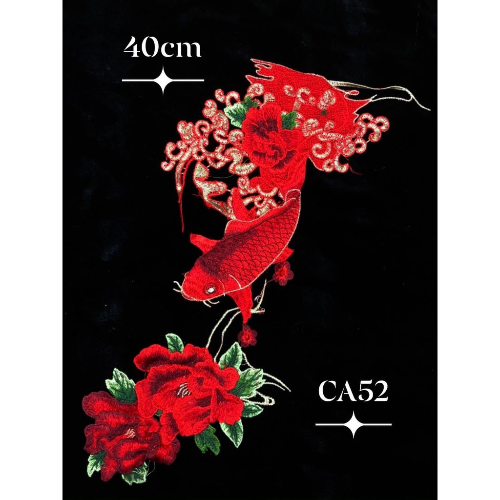 ren thêu cá chép và hoa mẫu đơn đẹp ngay ngất