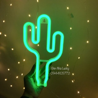 Đèn cây xương rồng màu xanh - neon light